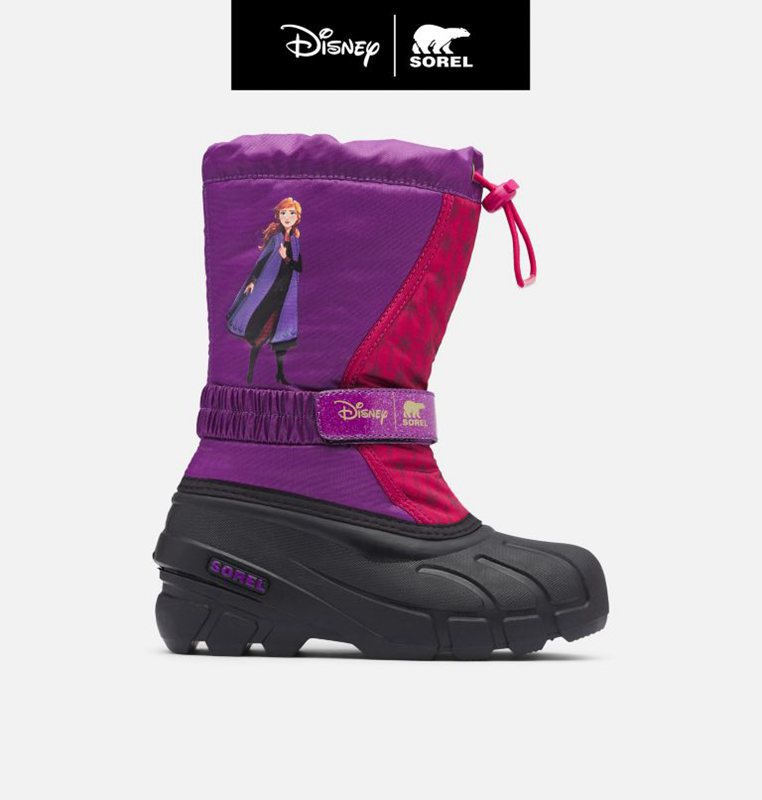 Kids Snow Boots Purple/Black - Sorel Disney X Youth Flurry™ Frozen 2 –Anna Edition - 036-FCQXNM